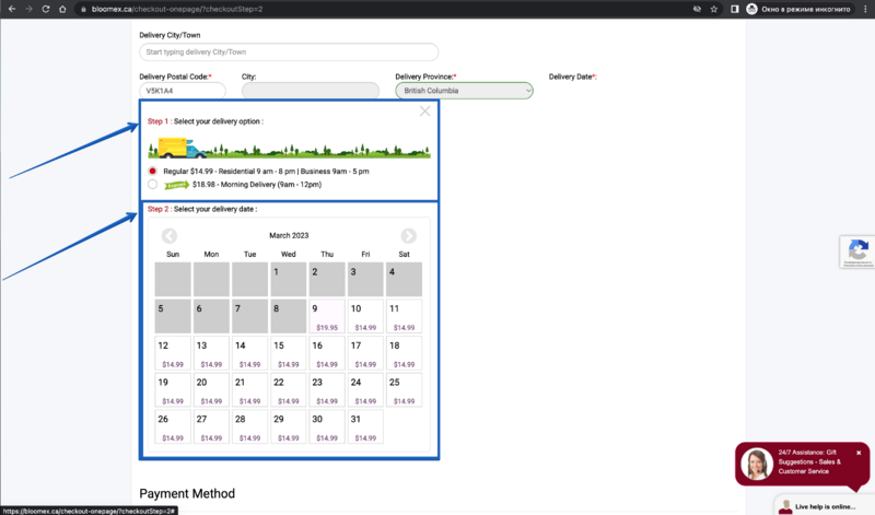 1. The table contain attributes(step 1- Select your delivery option, step 2- Select your delivery date) is opened.png
