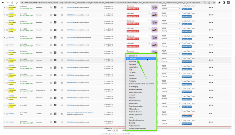 The status dropdown list is opened and choose new status.png
