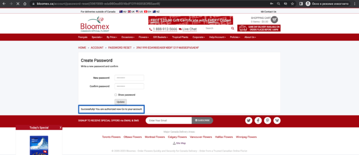 4. All fields are filled in and the Successfully! You are authorized now Go to your account message is displayed.png